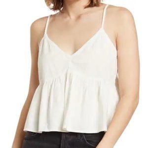 Textured Cotton Peplum Tank Top